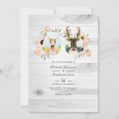 Whimsical Rustic Woodland Forest Deer Wedding Einladung (Vorderseite)