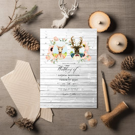 Whimsical Rustic Woodland Forest Deer Wedding Einladung
