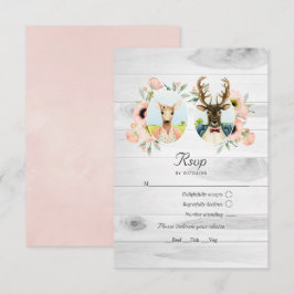 Whimsical Rustic Woodland Forest Deer Wedding RSVP Karte