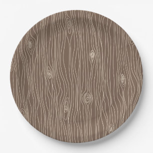Whimsical Rustikale Holzmaserung Waldlandschaft Wa Pappteller