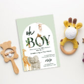 whimsical Safari Animal Jungle Green Baby Dusche Einladung