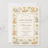 Whimsical Safari Animals Baby Shower Einladung (Vorderseite)