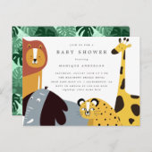 Whimsical Safari Jungle Zoo Animals Baby Dusche Einladungspostkarte (Vorne/Hinten)