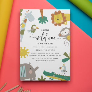Whimsical Safari 'Wild One' Baby Dusche Einladung