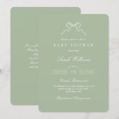 Whimsical Sage Bow Baby Shower Einladung (Vorne/Hinten)