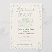 Whimsical Sage Doodle Lass uns brunchen Baby Showe Einladung (Vorderseite)