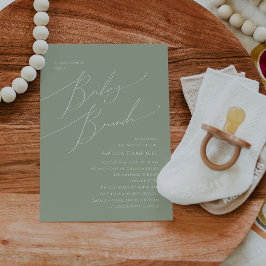 Whimsical Sage Green Baby Brunch Einladung
