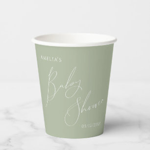 Whimsical Sage Green Baby Dusche Pappbecher