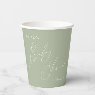 Whimsical Sage Green Baby Dusche Pappbecher
