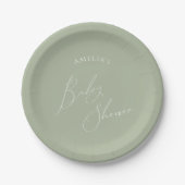 Whimsical Sage Green Baby Dusche Pappteller (Vorderseite)