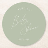 Whimsical Sage Green Baby Dusche Runder Pappuntersetzer (Vorderseite)
