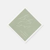 Whimsical Sage Green Baby Girl Babydusche Serviette (Ecke)