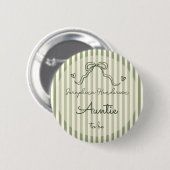 Whimsical Sage Green Baby Shower Auntie To Be Button (Vorne & Hinten)
