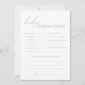 Whimsical Sage Green Baby Shower Predictions Card Einladung (Vorderseite)