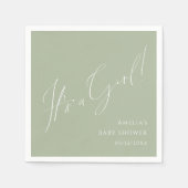 Whimsical Sage Green Es ist eine Mädchen-Baby-Dusc Serviette (Vorderseite)