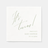 Whimsical Sage Green Es ist Twins Dusche Napkins Serviette (Vorderseite)