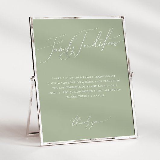 Whimsical Sage Green Family Traditionen signieren Poster