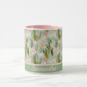Whimsical Sage Green Floral Personalized  Tasse (Zentrum)