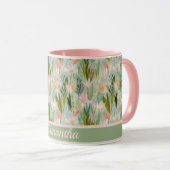 Whimsical Sage Green Floral Personalized Tasse (VorderseiteRechts)