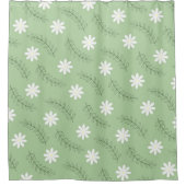 Whimsical Sage Green Floral Retro, fröhlich Duschvorhang (Vorderseite)