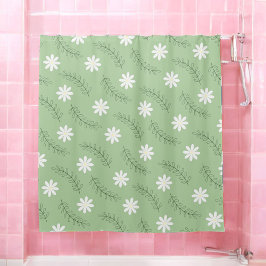 Whimsical Sage Green Floral Retro, fröhlich Duschvorhang