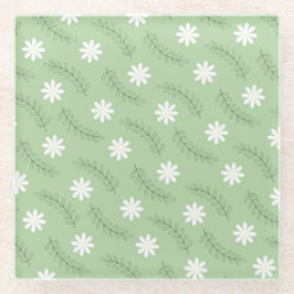 Whimsical Sage Green Floral Retro, fröhlich Glasuntersetzer
