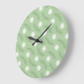 Whimsical Sage Green Floral Retro, fröhlich Große Wanduhr (Winkel)