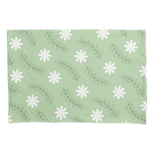 Whimsical Sage Green Floral Retro, fröhlich Kissenbezug (Vorderseite)