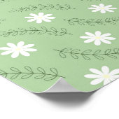 Whimsical Sage Green Floral Retro, fröhlich Poster (Ecke)