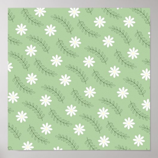 Whimsical Sage Green Floral Retro, fröhlich Poster (Vorne)