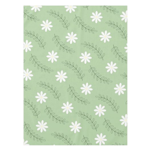 Whimsical Sage Green Floral Retro, fröhlich Tischdecke (Vorderseite)