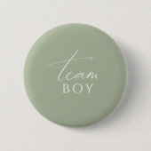 Whimsical Sage Green Gender Reveal Team Boy Button (Vorderseite)
