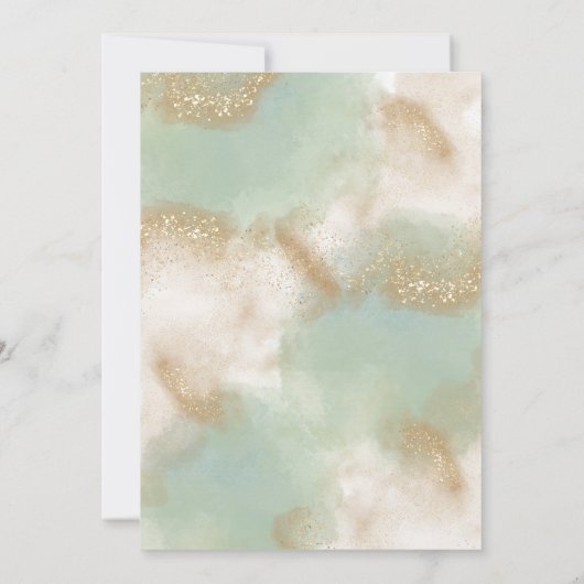 Whimsical Sage Green Gold Greenery Brautparty Einladung (Rückseite)