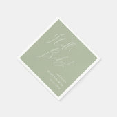 Whimsical Sage Green Hello Baby Dusche Napkins Serviette (Ecke)