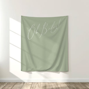 Whimsical Sage Green Oh Baby Background Wandteppich