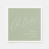 Whimsical Sage Green Oh Baby Dusche Napkins Serviette (Vorderseite)