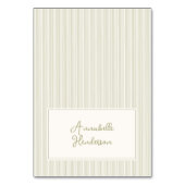 Whimsical Sage Green Stripes Place Cards Tischnummer (Vorderseite)
