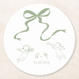 Whimsical Sage Green Wedding Napkin Runder Pappuntersetzer
