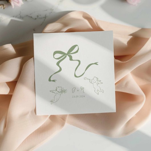 Whimsical Sage Green Wedding Napkin Serviette