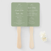 Whimsical Sage Green Wedding Program Fan Fächer (Vorne und Hinten)