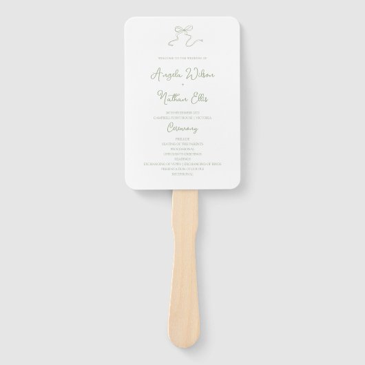 Whimsical Sage Green Wedding Program Fan Fächer (Vorderseite)