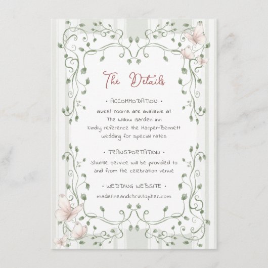Whimsical Sage Greenery Hochzeit Begleitkarte (Vorderseite)