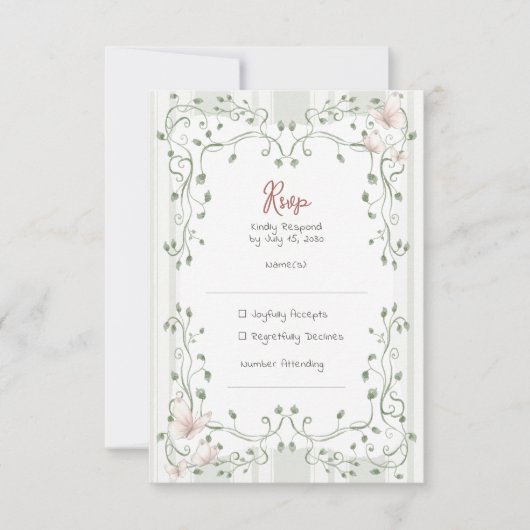Whimsical Sage Greenery Hochzeit RSVP Karte (Vorderseite)