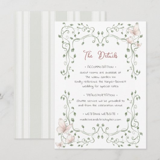 Whimsical Sage Greenery Wedding Begleitkarte (Vorne/Hinten)