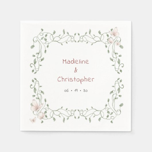 Whimsical Sage Grüne Gartenhochzeit Serviette (Vorderseite)