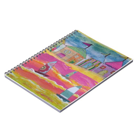 Whimsical Sailboats and Beach Huts Notizblock (Linke Seite)