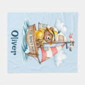 Whimsical Sailor Bear on Sailboat Fleecedecke (Vorderseite (Horizontal))
