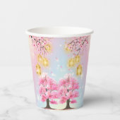 Whimsical Sakura Cherry Blossom Tree Baby Dusche Pappbecher (Vorderseite)