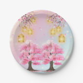 Whimsical Sakura Cherry Blossom Tree Baby Dusche Pappteller (Vorderseite)
