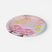 Whimsical Sakura Cherry Blossom Tree Baby Dusche Pappteller (Schrägansicht)